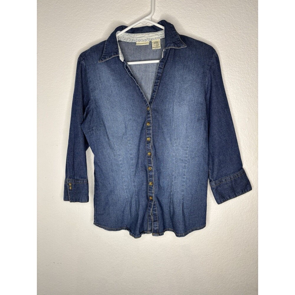 St. JOHN'S BAY button-down shirt Jean / Cotton Large